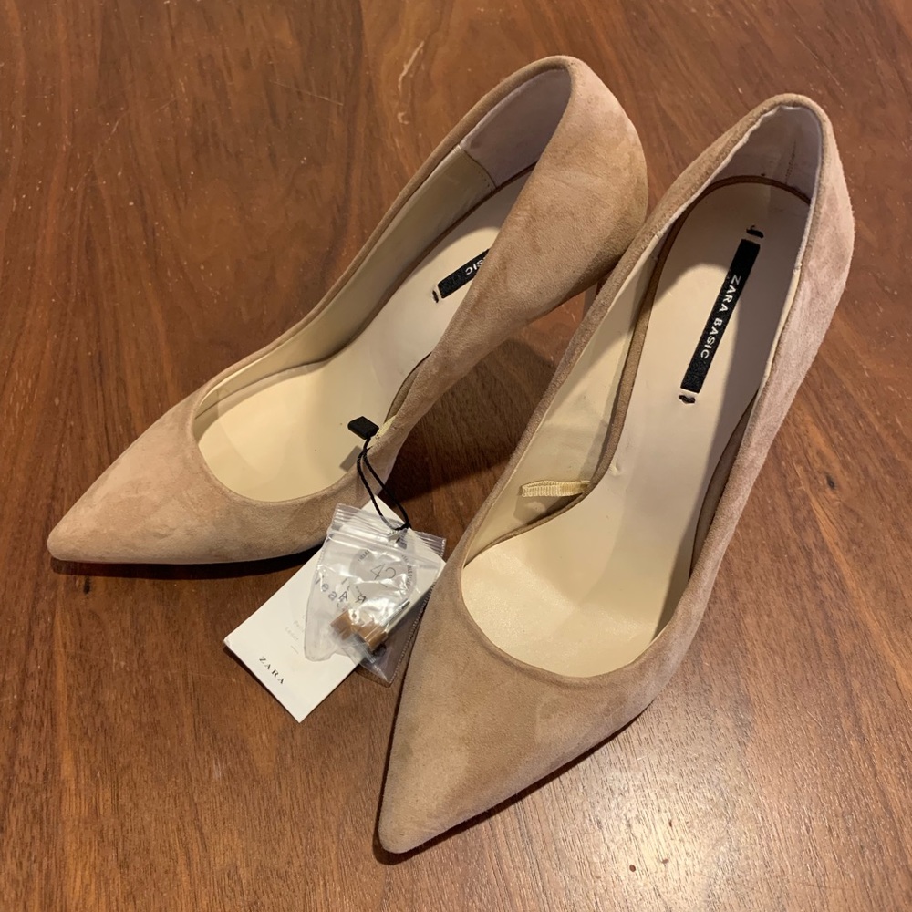 Zara Tan Suede Heels